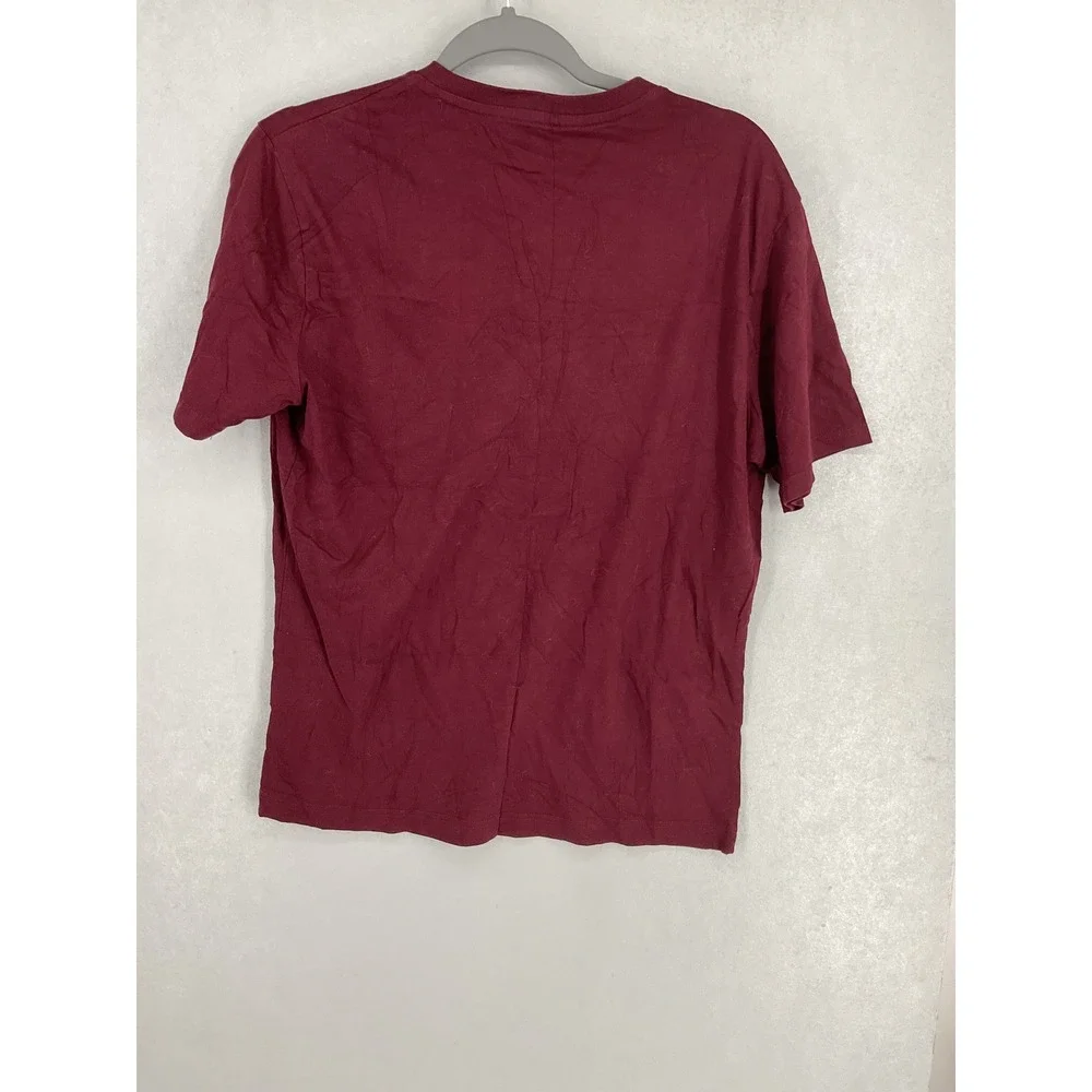 Banana Republic Mens T-Shirt Eco Premium Wash V-Neck Burgundy Medium